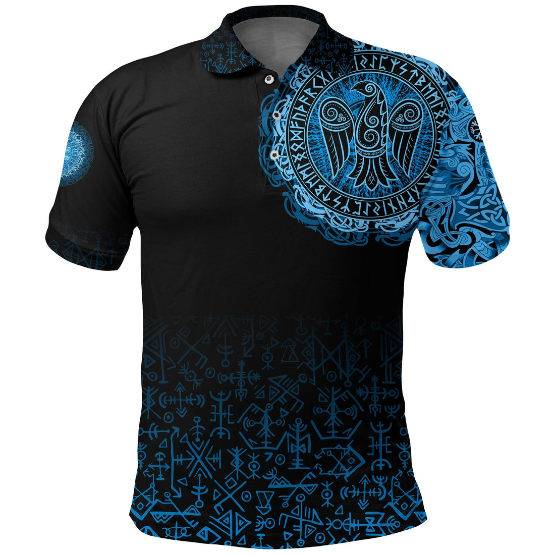 Viking Polo Shirt Raven Celtic Cyan RLT12
