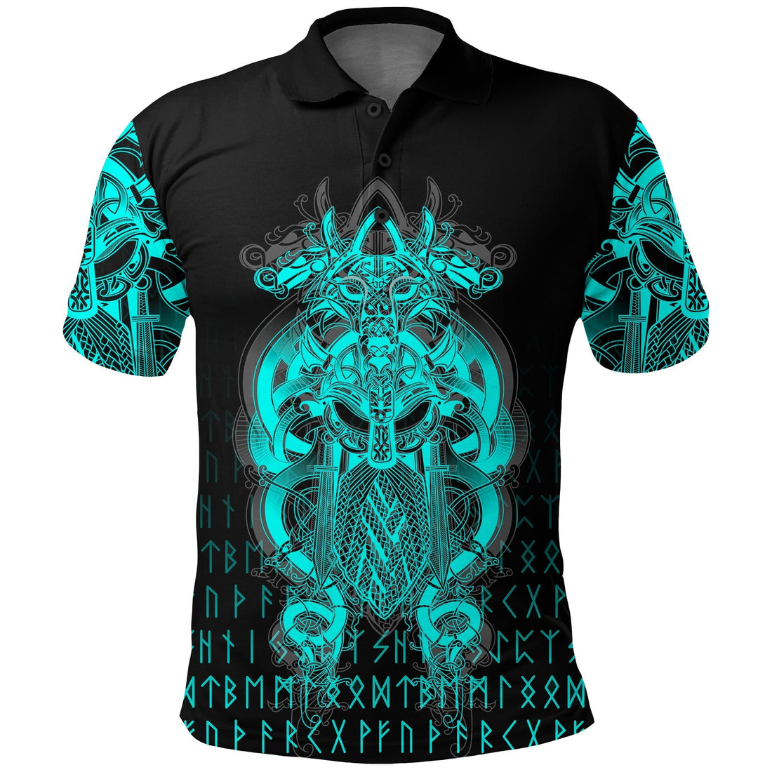 Viking Tyr Tattoo Cyan Polo Shirt RLT12