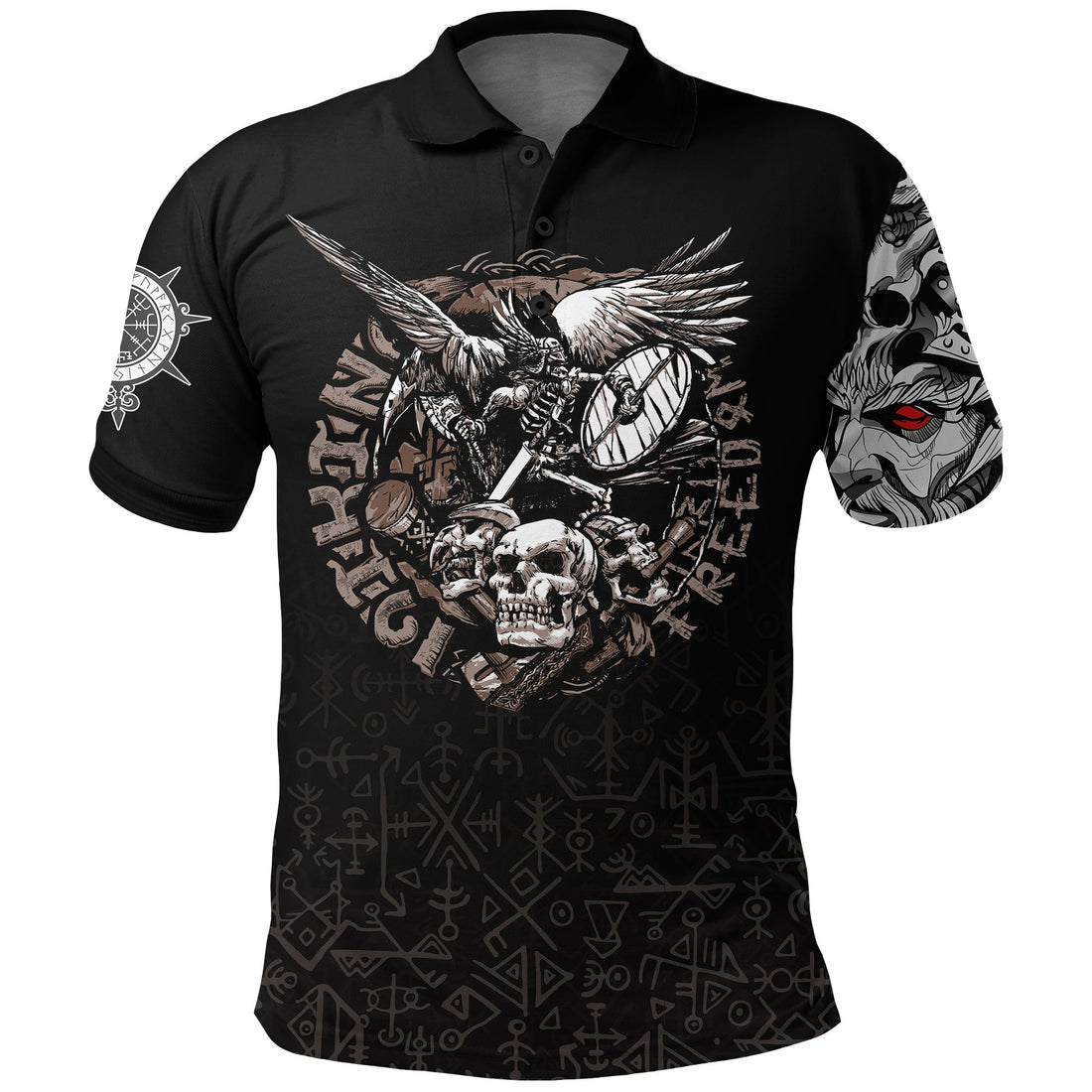 Viking Warrior Polo Shirt Odin Tattoo RLT12