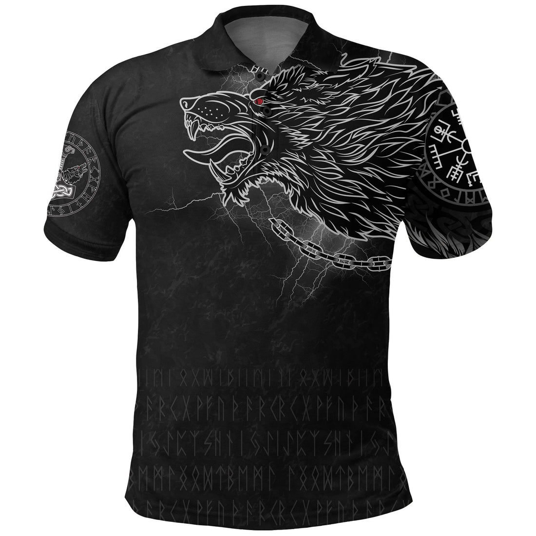 Viking Polo Shirt Fenrir Norse Wolf Thunderstorm RLT12