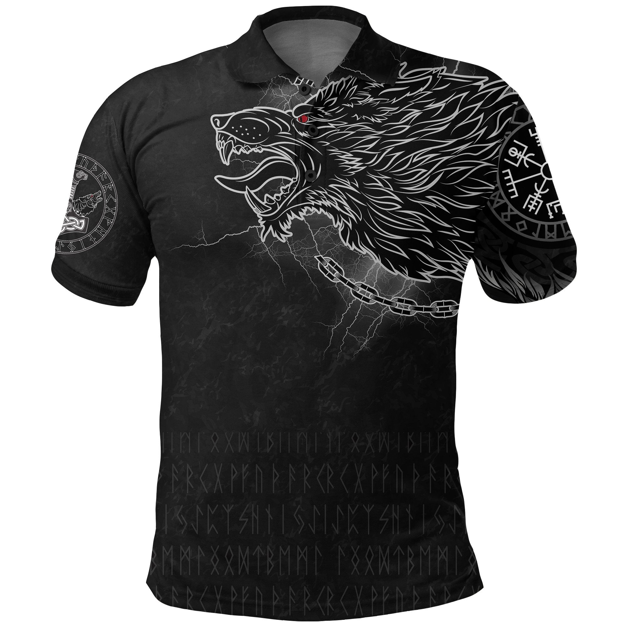 Viking Polo Shirt Fenrir Norse Wolf Thunderstorm RLT12