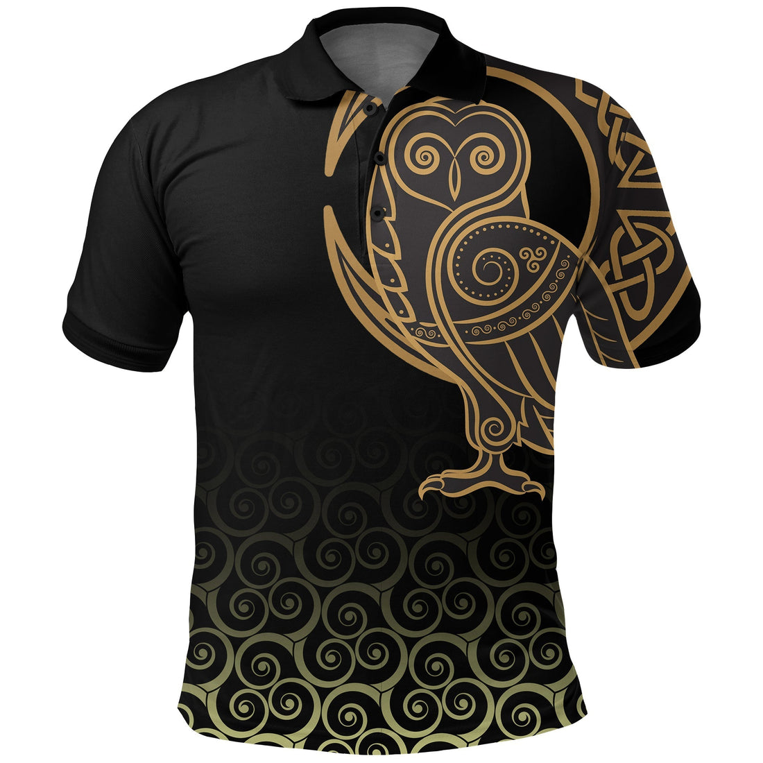Viking Polo Shirt Owl Celtic On Triskele Background RLT12