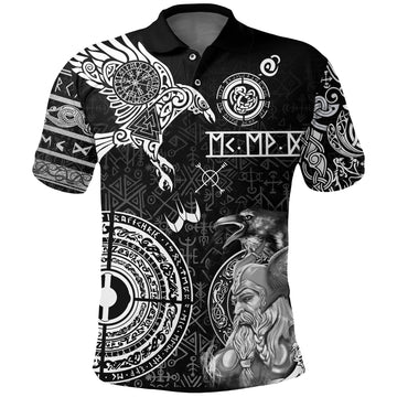Viking Polo Shirt Odin and Raven Tattoo RLT12