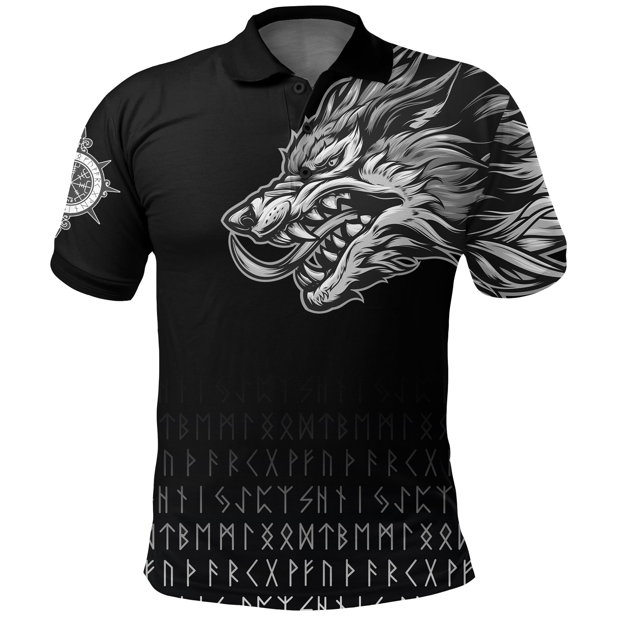 Viking Polo Shirt Fenrir Wolf Near Shoulder RLT12