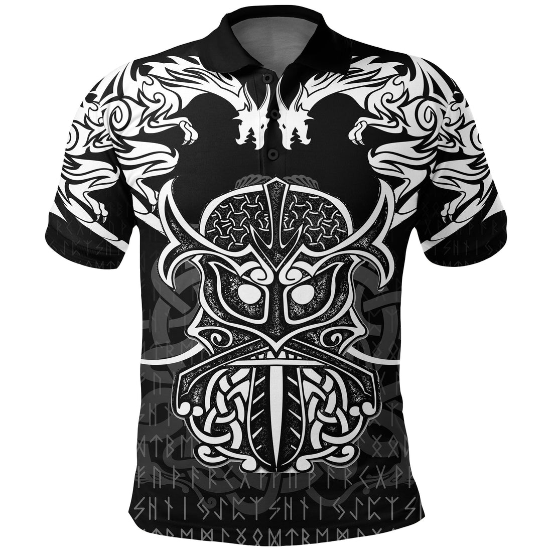 Viking Polo Shirt Njord and Dragon Tattoo RLT12