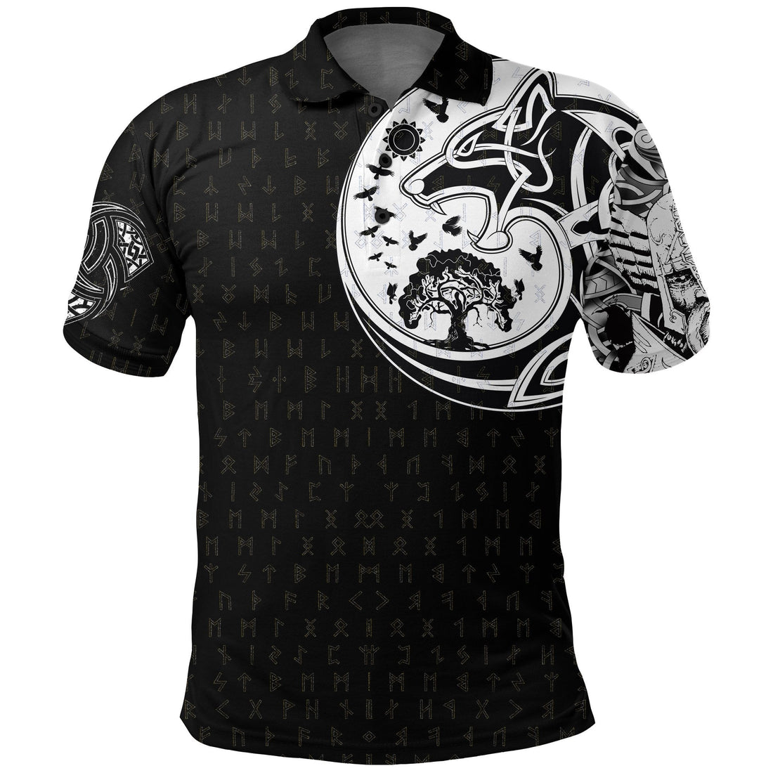 Viking Polo Shirt, Skoll and Hati Rune Tattoo RLT12