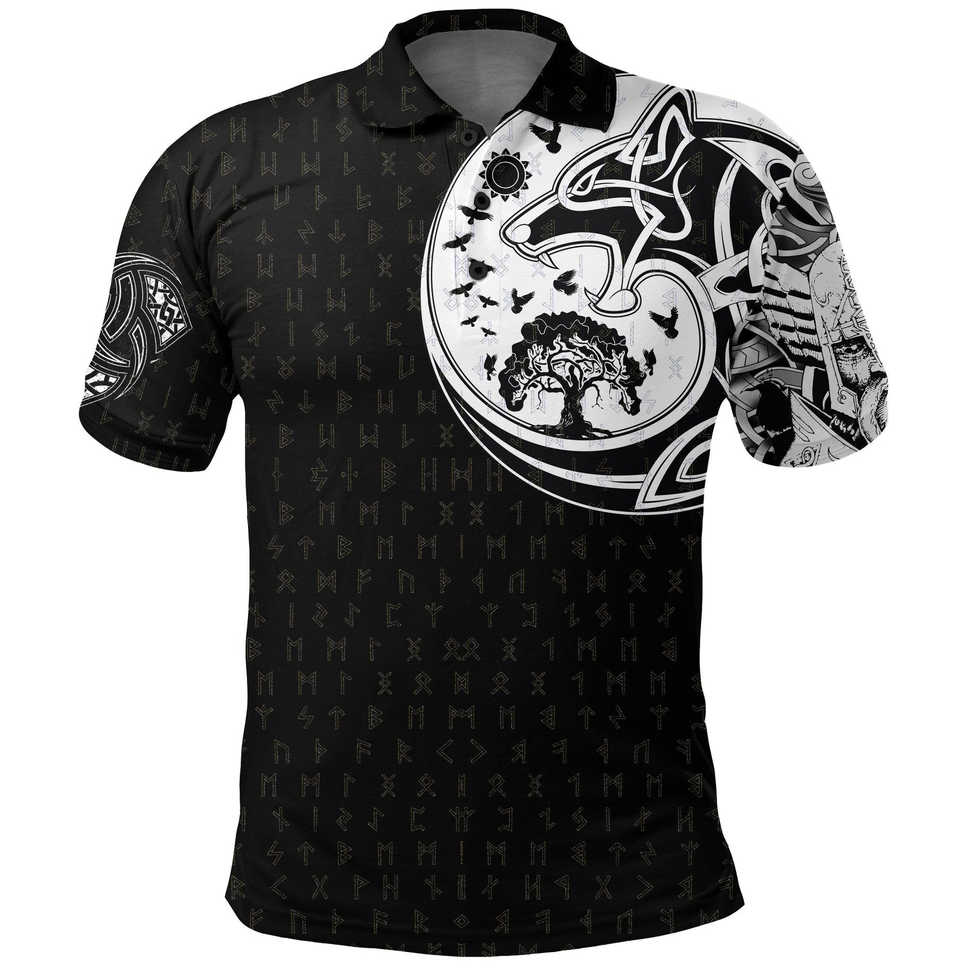 Viking Polo Shirt, Skoll and Hati Rune Tattoo RLT12
