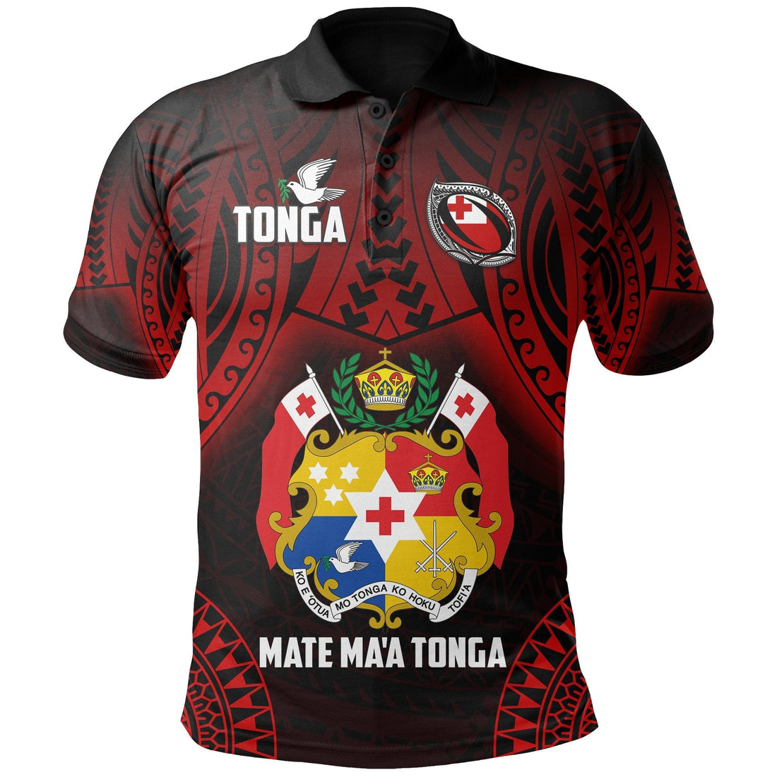Tonga Rugby Polo Shirt Mate Maa Tonga Tribal Pattern