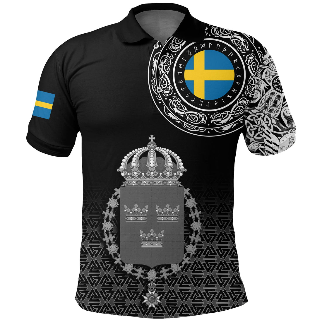 Viking Polo Shirt Sweden Coat Of Arms RLT12