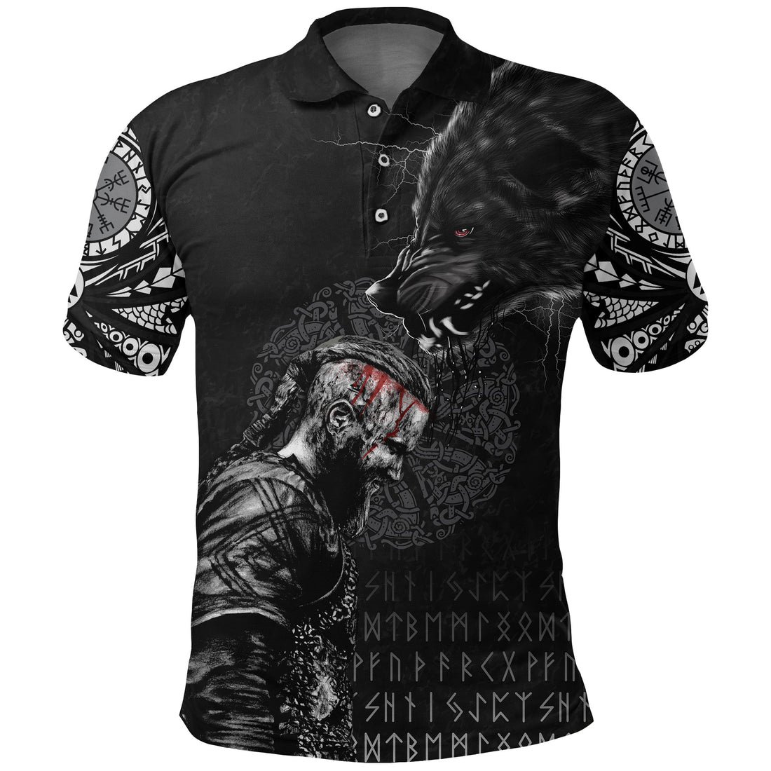 Viking Polo Shirt Ragnar and Wolf RLT12