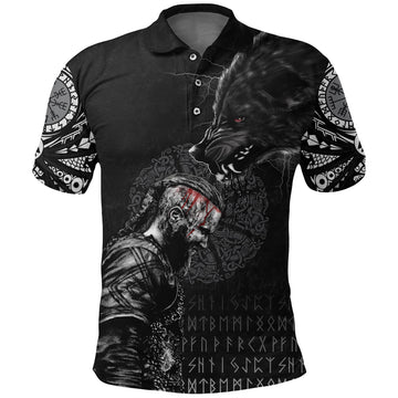 Viking Polo Shirt Ragnar and Wolf RLT12