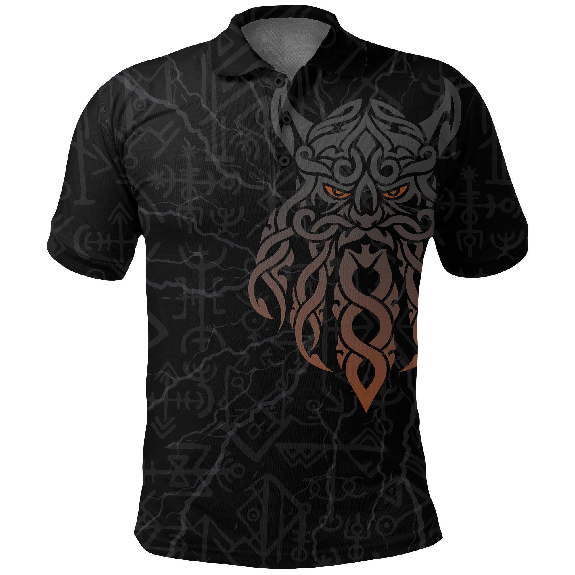 Viking Polo Shirt, Odin God Furthark Tattoo Special RLT12