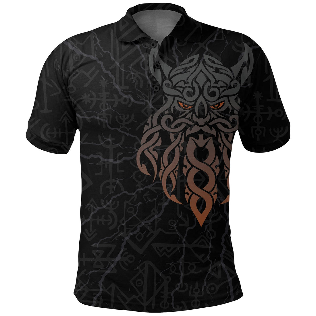 Viking Polo Shirt, Odin God Furthark Tattoo Special RLT12