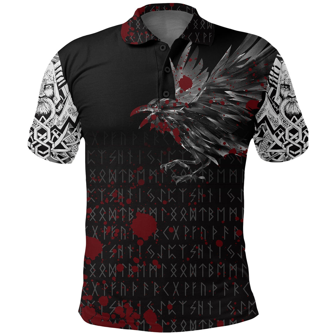 Viking Polo Shirt The Raven Of Odin Rune Blood RLT12