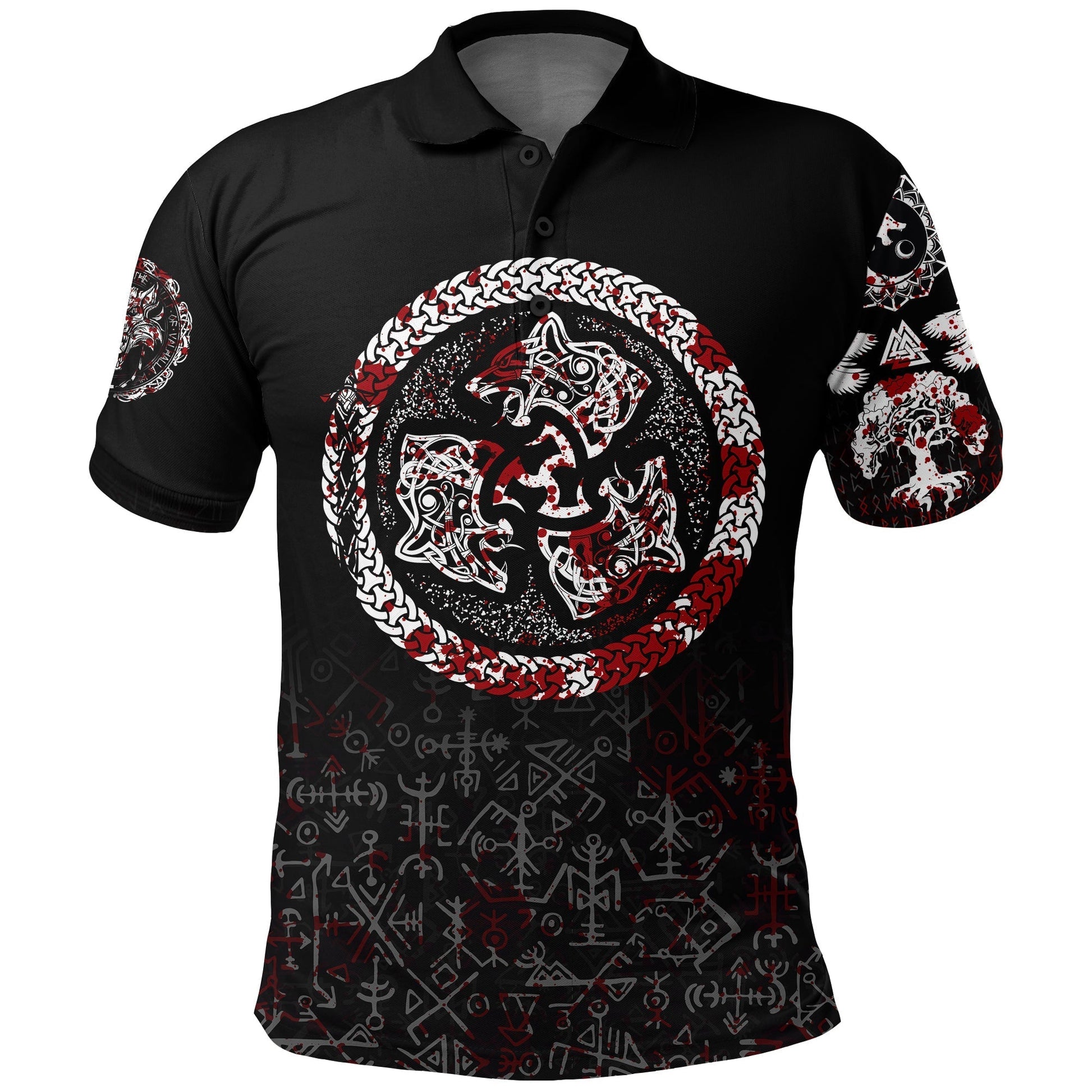 Viking Polo Shirt Fierce Blood Wolf Symbol Of A Viking Nordic RLT12