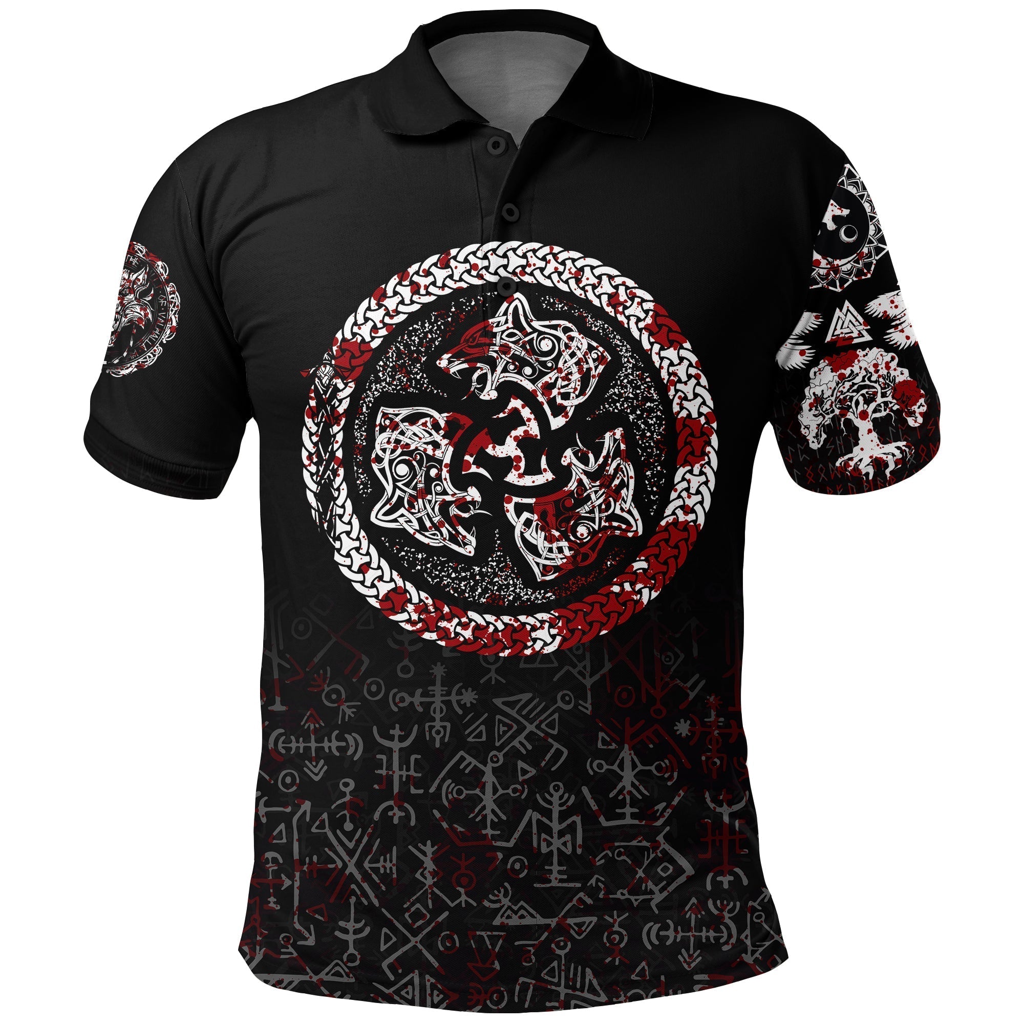 Viking Polo Shirt Fierce Blood Wolf Symbol Of A Viking Nordic RLT12