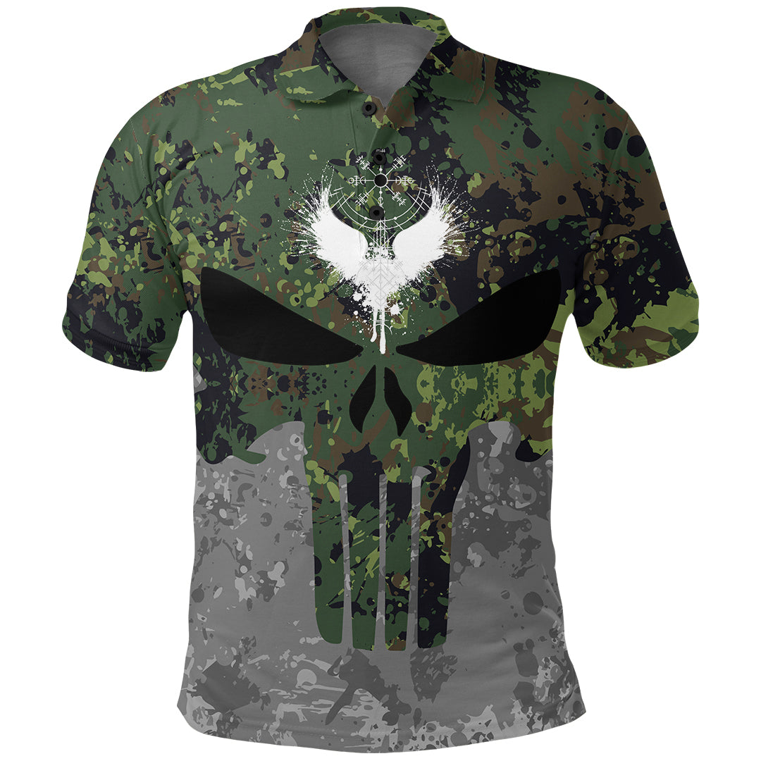 Viking Viking Skull Punisher Style Camo Polo Shirt RLT12