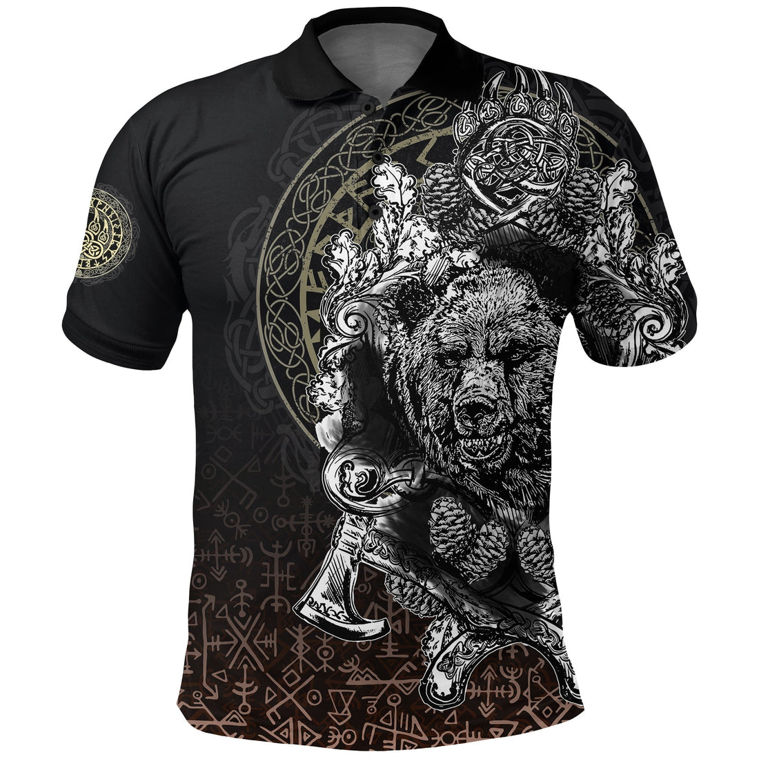 Viking Polo Shirt Bear Claws and Viking Hammer RLT12