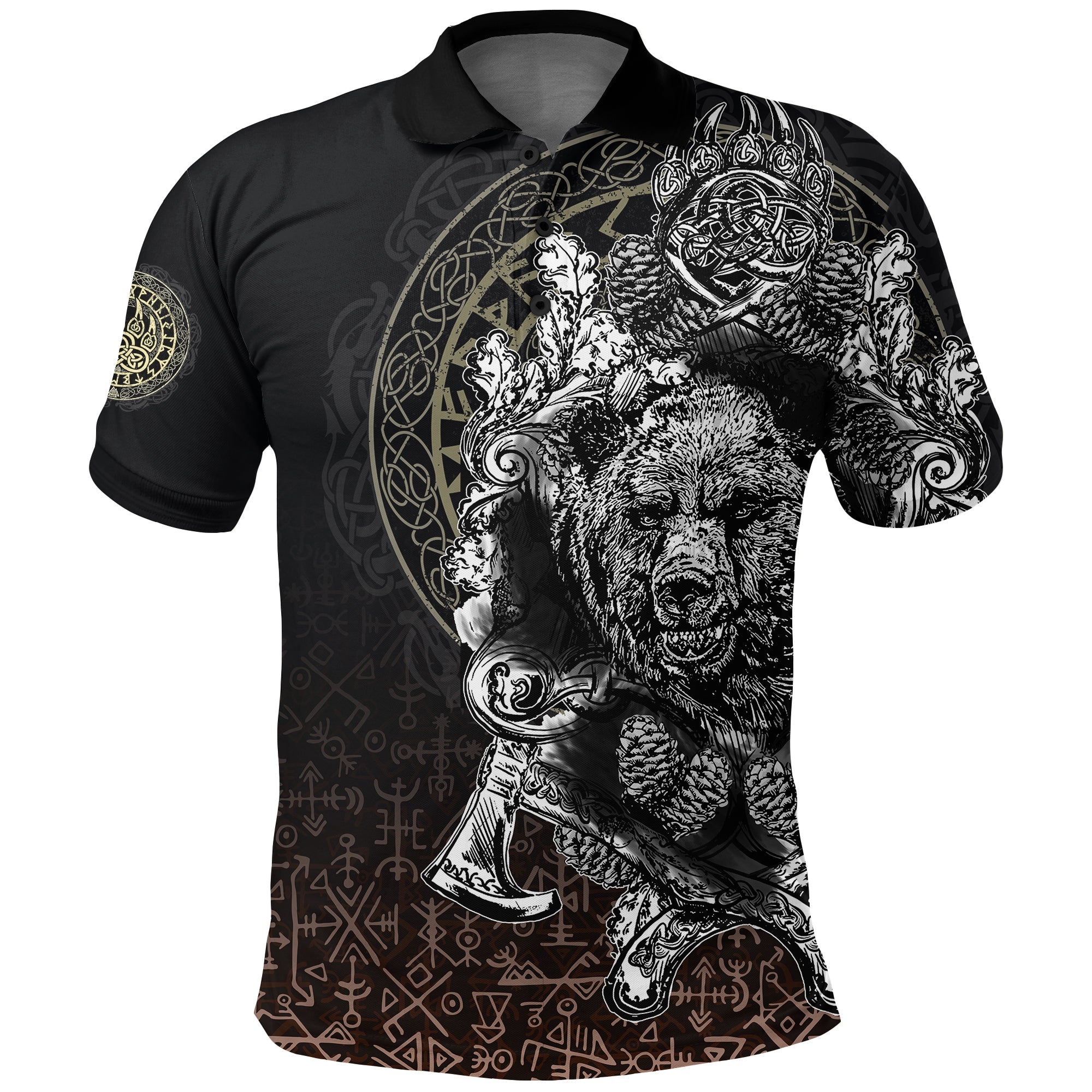Viking Polo Shirt Bear Claws and Viking Hammer RLT12