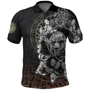 Viking Polo Shirt Bear Claws and Viking Hammer RLT12