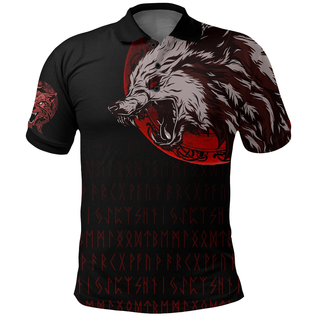 Viking Polo Shirt Wolf Blood Moon RLT12