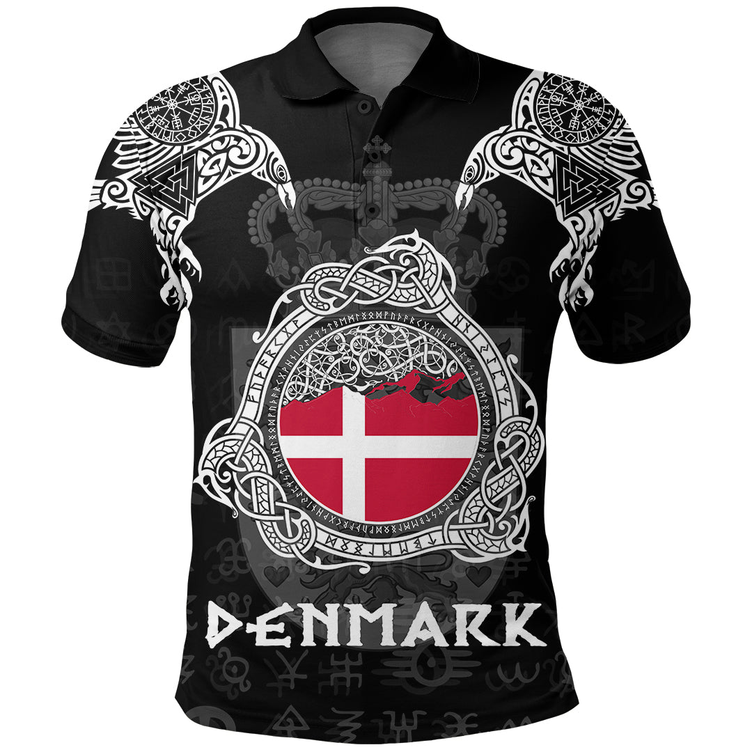 Viking Denmark Style Double Raven of Odin Polo Shirt RLT12