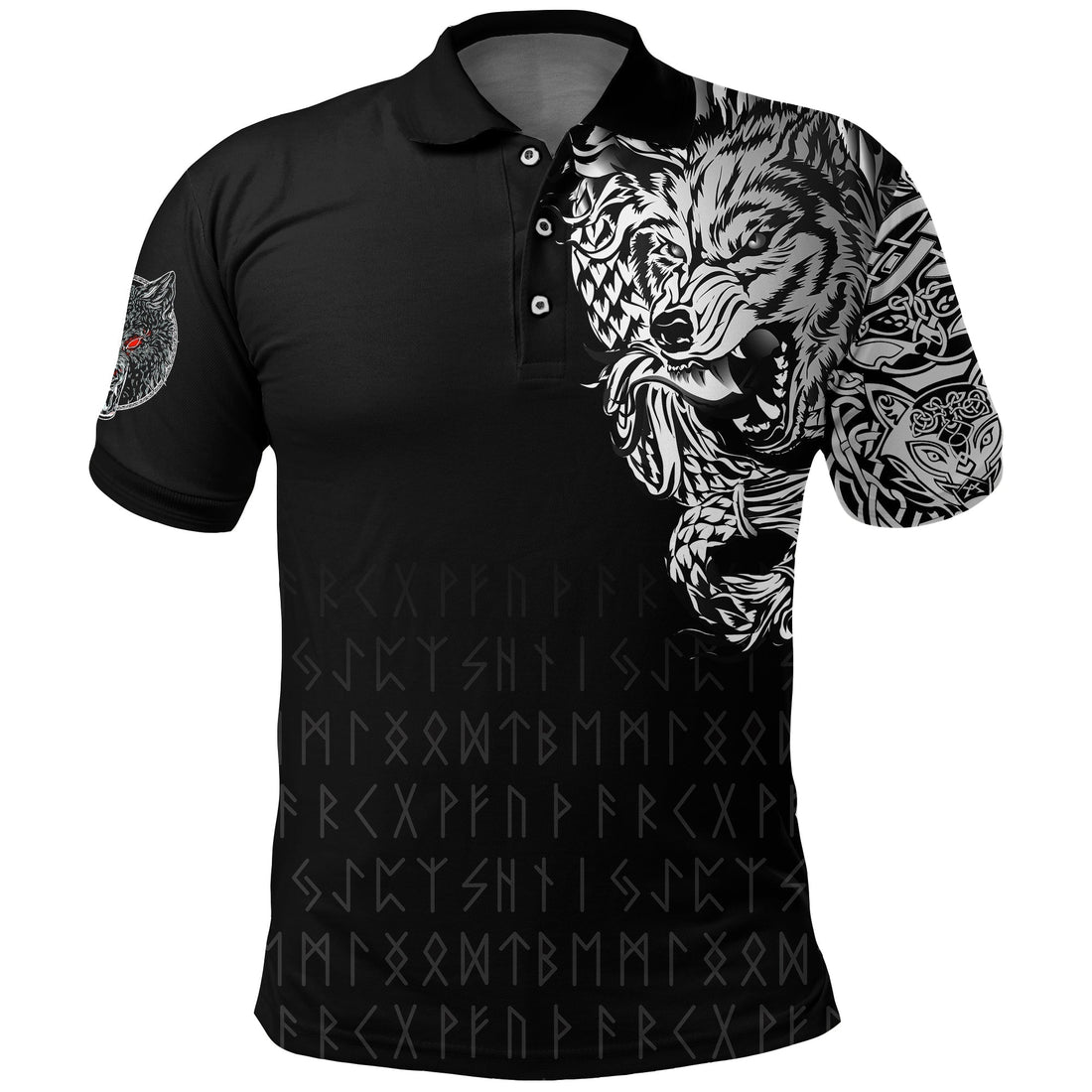 Viking Polo Shirt Dark Norse Wolf Tattoo RLT12