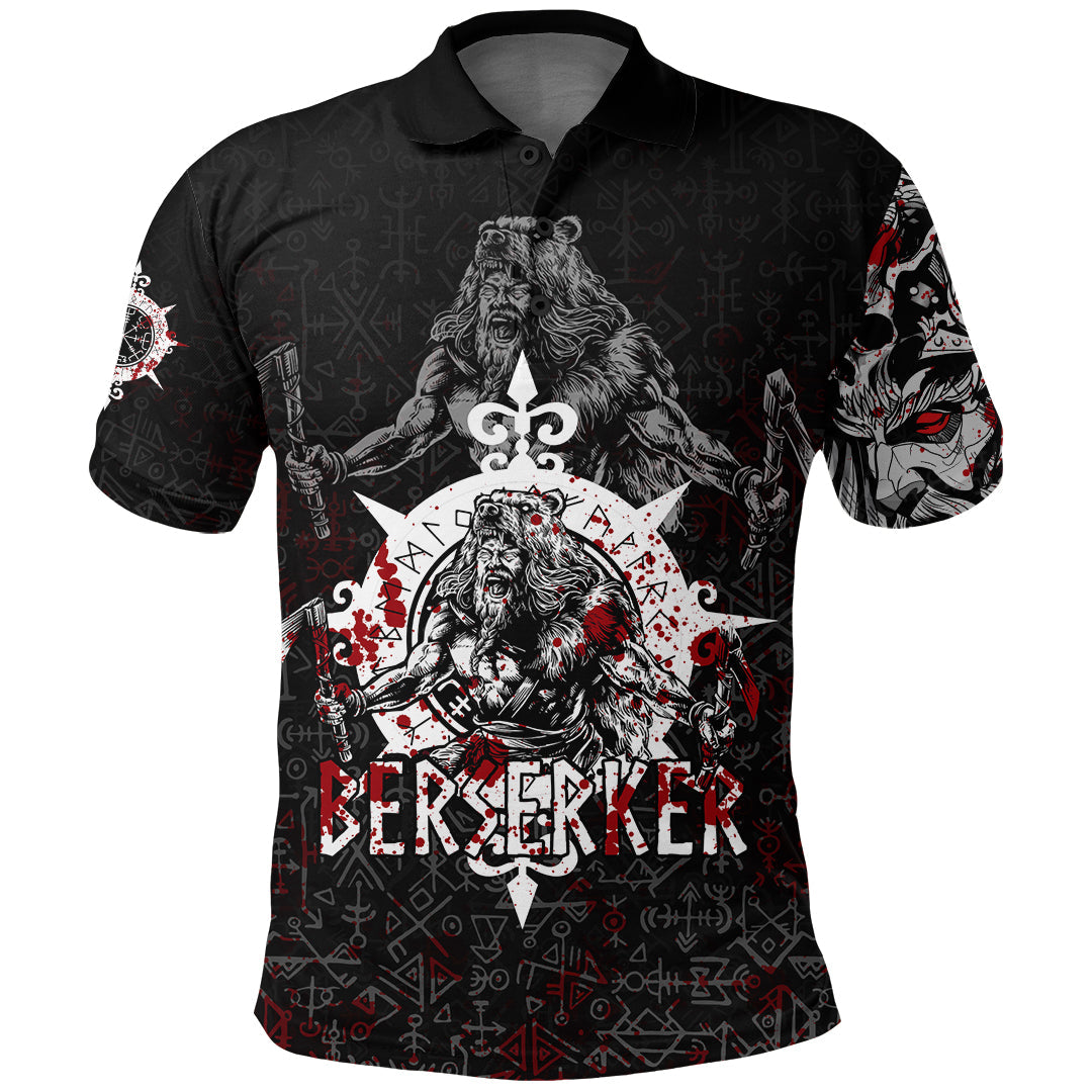 Viking Berserker Blood and Vegvisir Polo Shirt RLT12