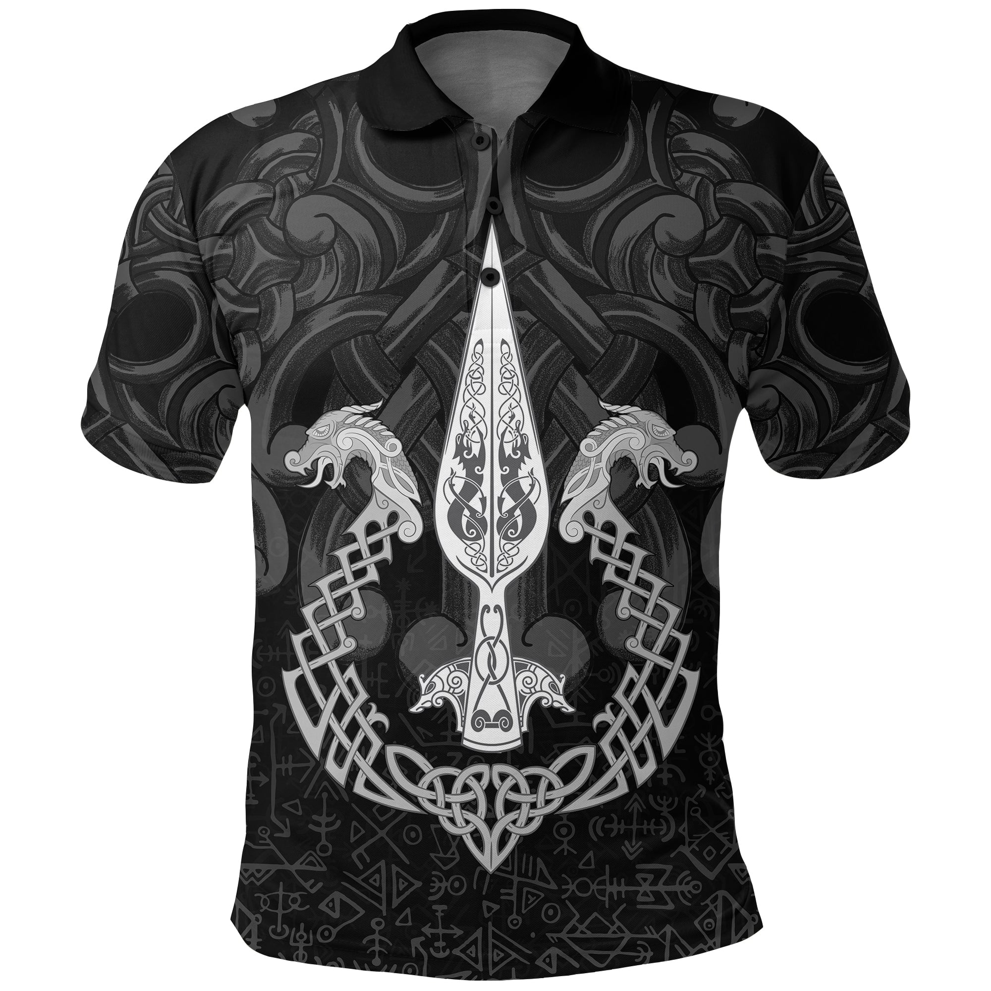 Viking Polo Shirt Gungnir Of Odin and Drakkar RLT12
