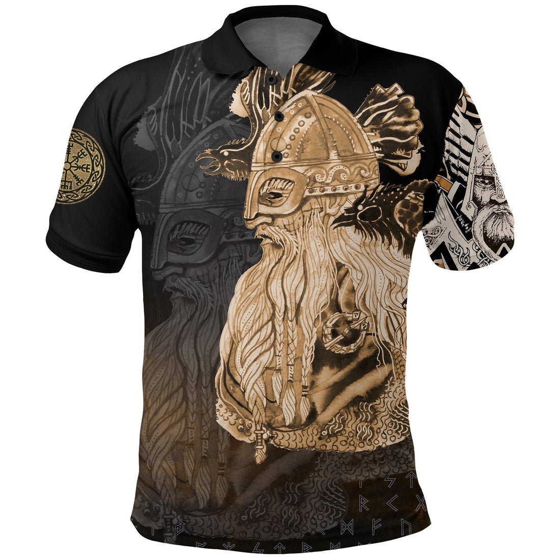 Viking Polo Shirt Odin Raven Viking Gold RLT12