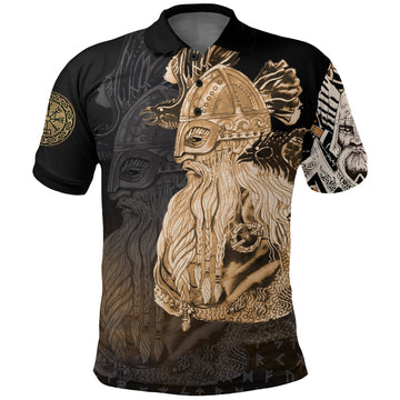 Viking Polo Shirt Odin Raven Viking Gold RLT12