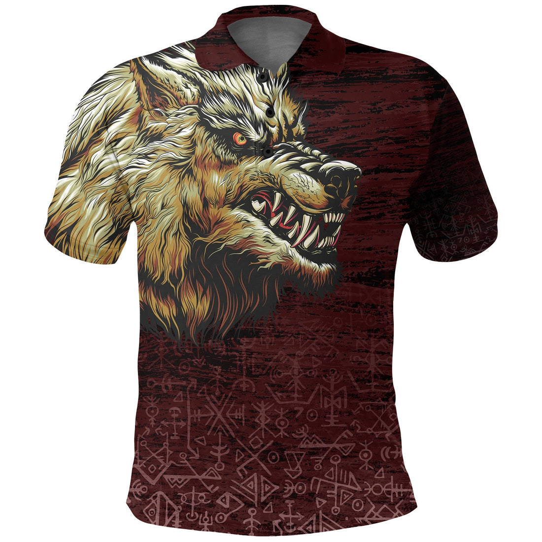 Viking Polo Shirt Fenrir On The Blood Moon Background RLT12