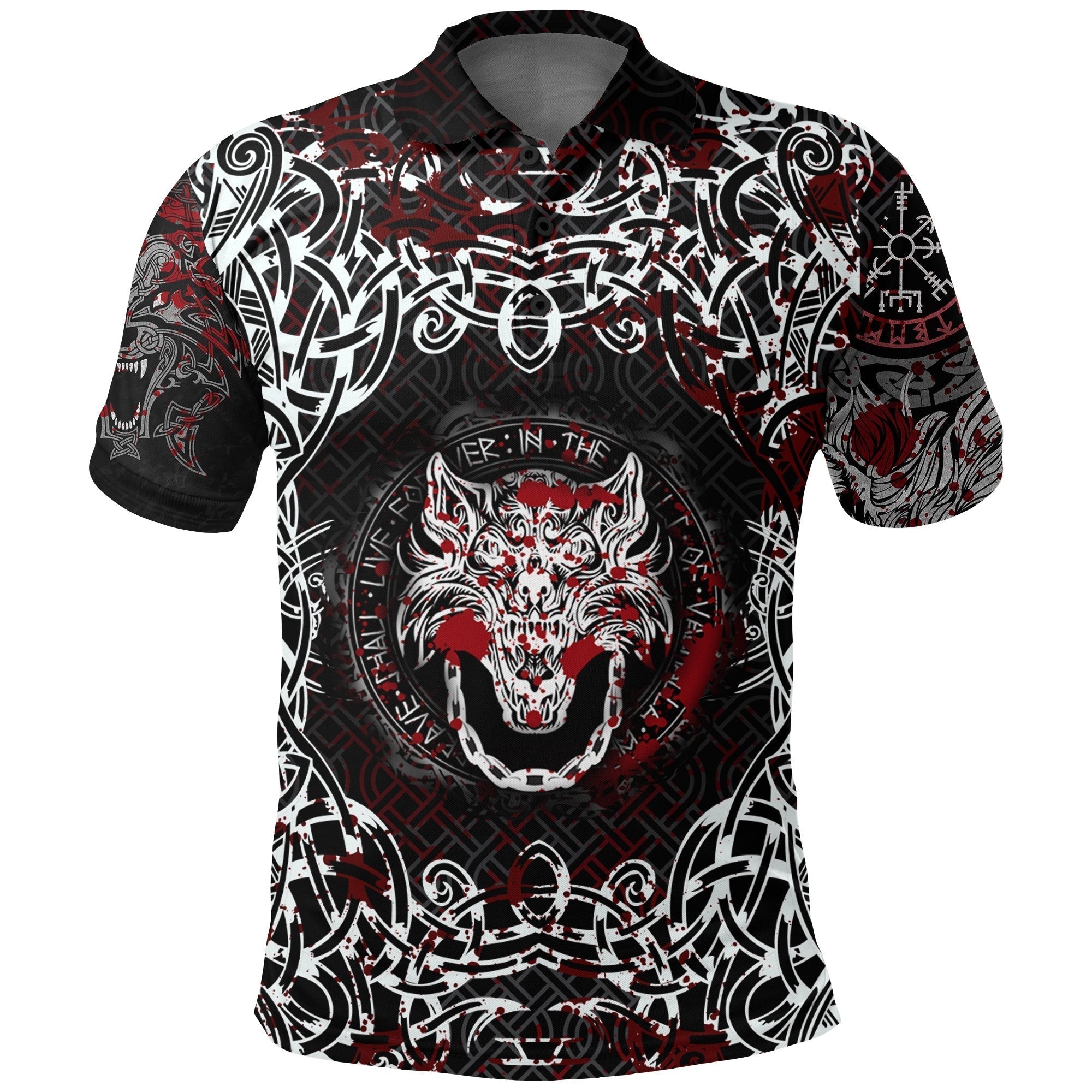 Viking Polo Shirt Fenrir Viking Blood 3D RLT12