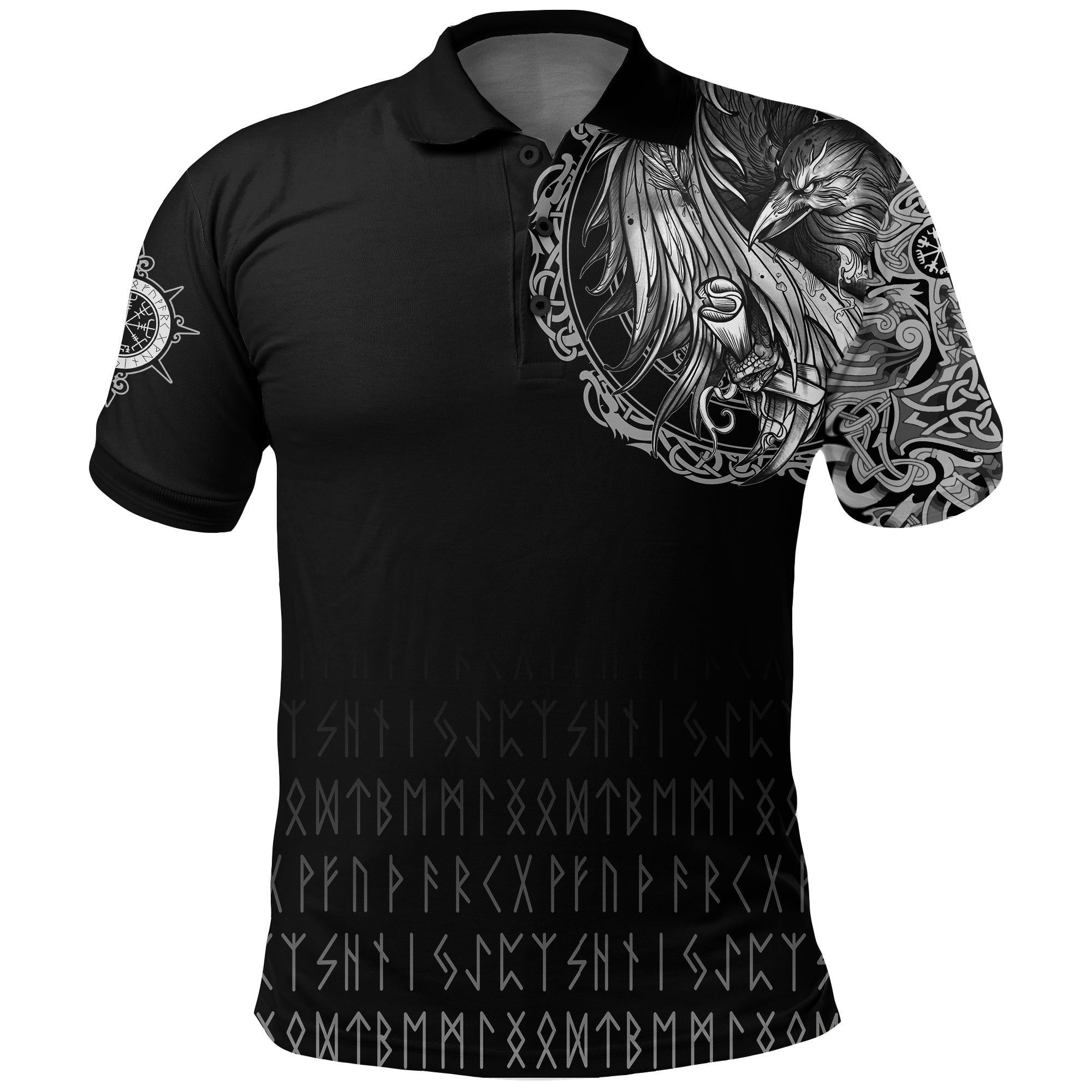 Viking Polo Shirt Norse Raven Tattoo RLT12