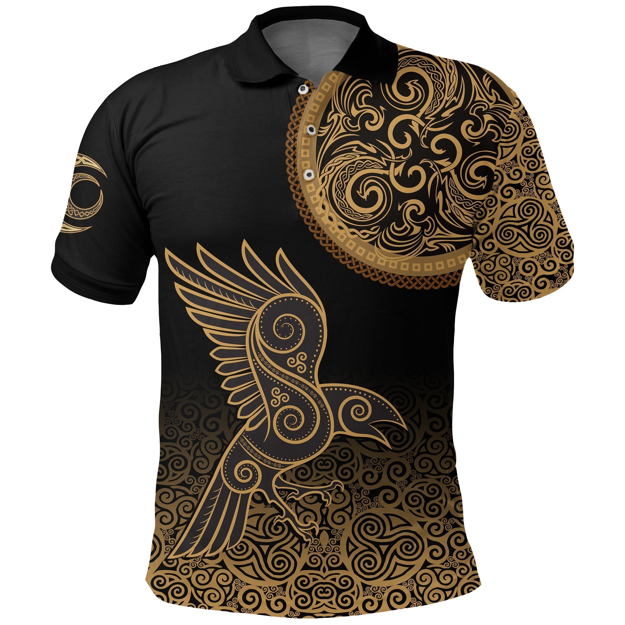 Viking Polo Shirt Triskele Raven Celtic RLT12