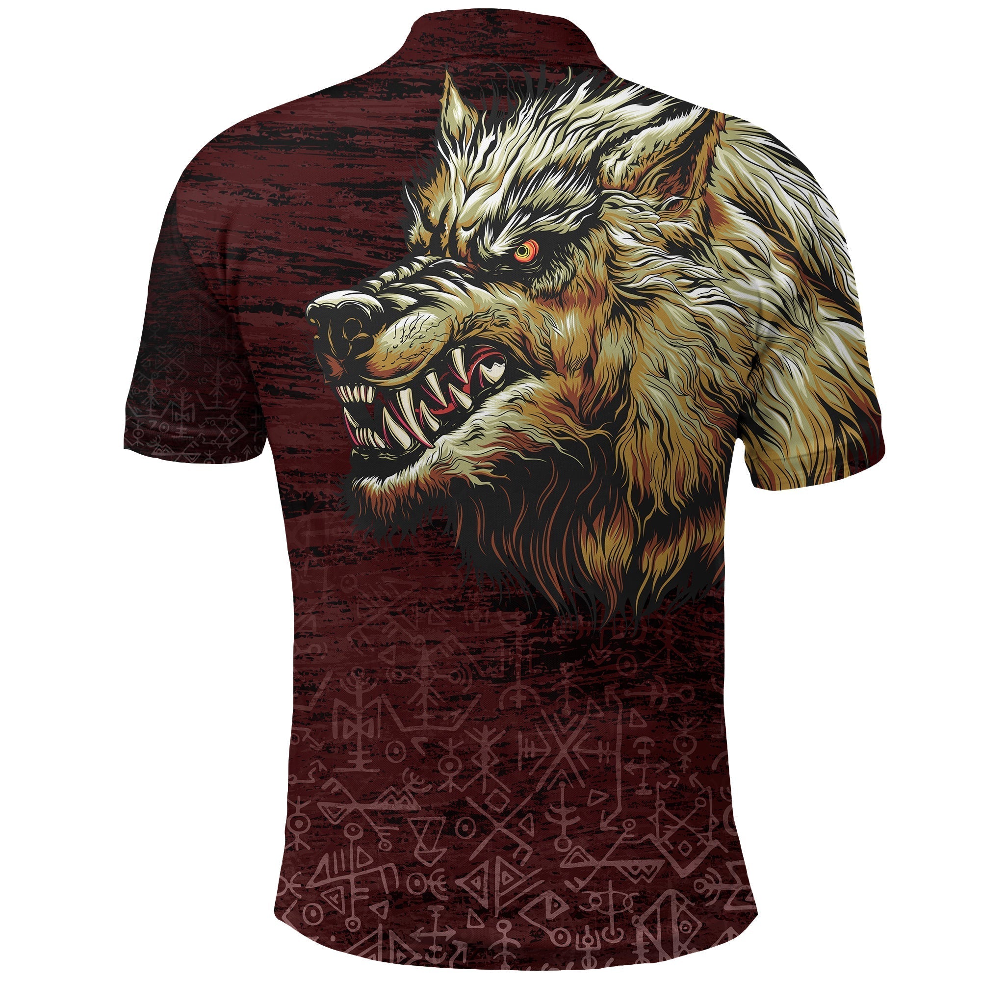 Viking Polo Shirt Fenrir On The Blood Moon Background RLT12