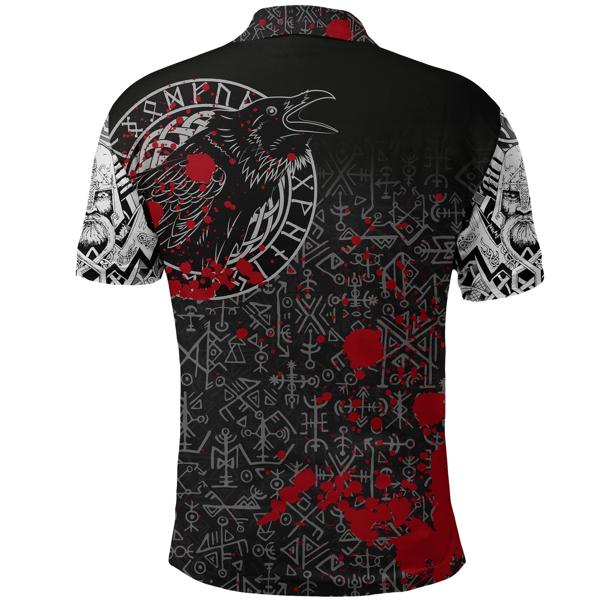 Viking Polo Shirt Odin Raven Rune Futhark Blood RLT12
