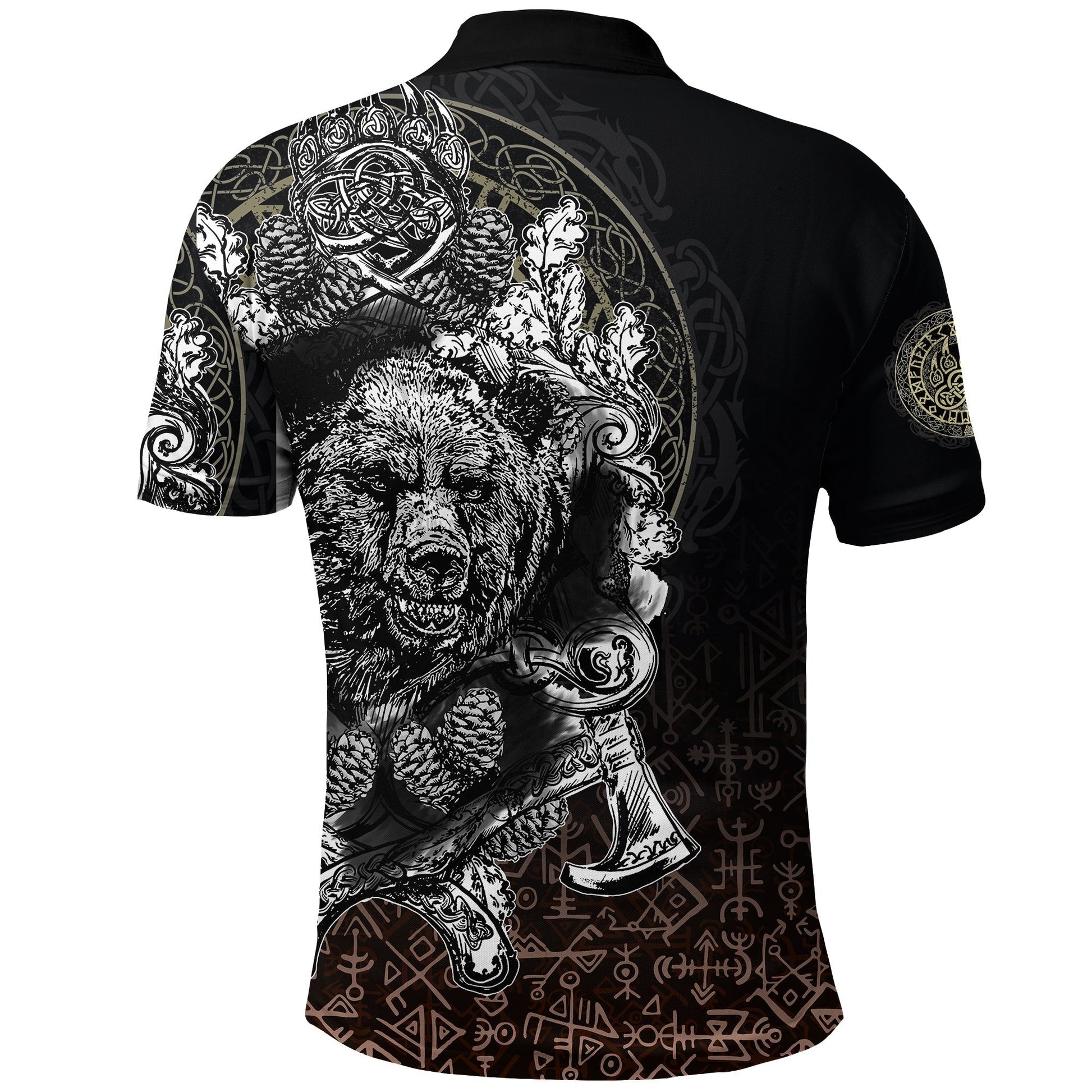 Viking Polo Shirt Bear Claws and Viking Hammer RLT12