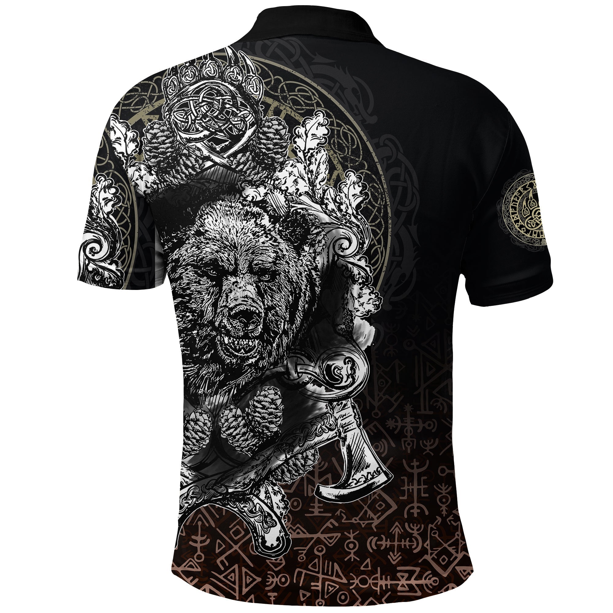 Viking Polo Shirt Bear Claws and Viking Hammer RLT12