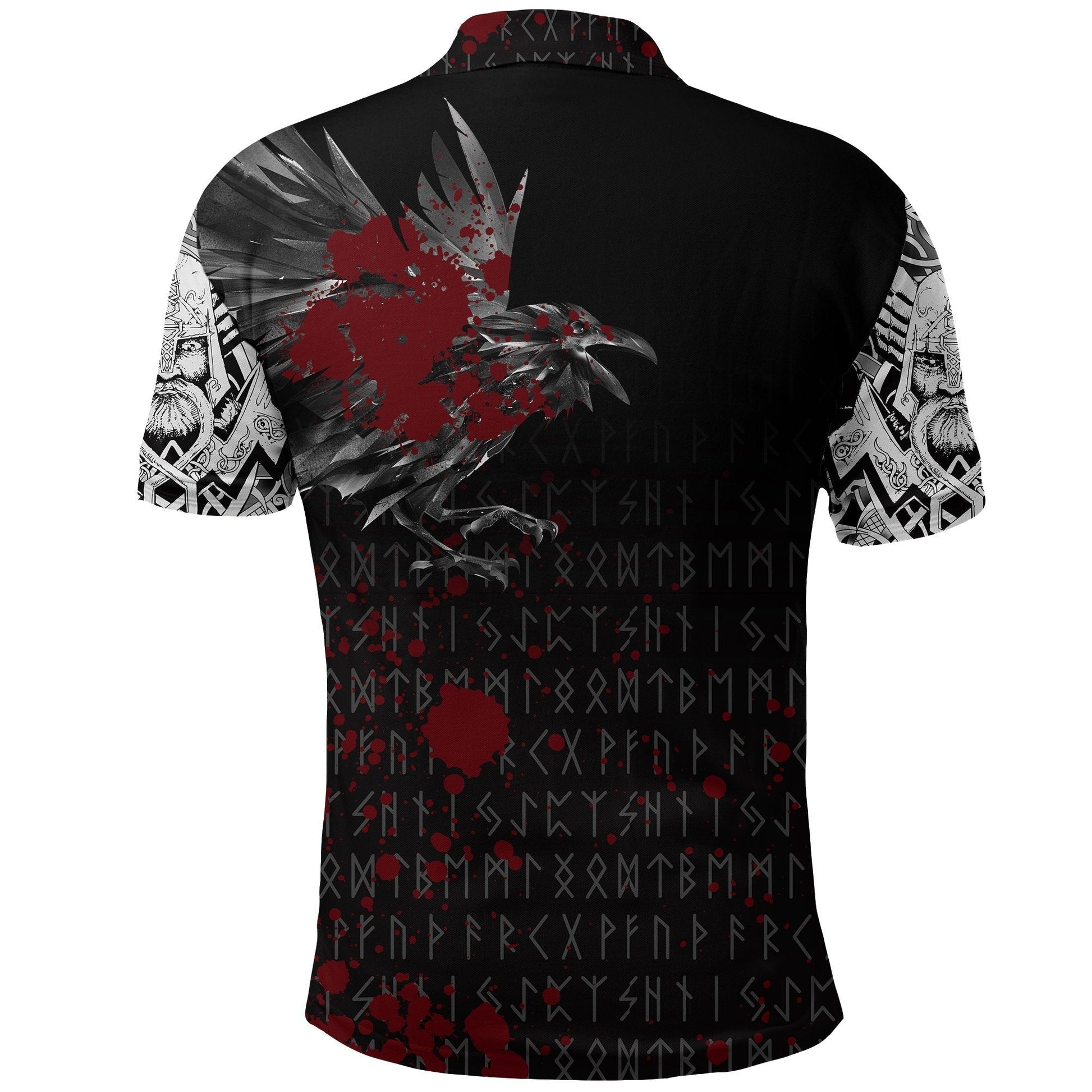 Viking Polo Shirt The Raven Of Odin Rune Blood RLT12