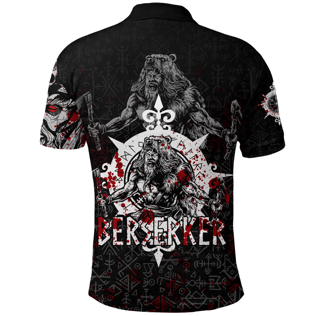 Viking Berserker Blood and Vegvisir Polo Shirt RLT12