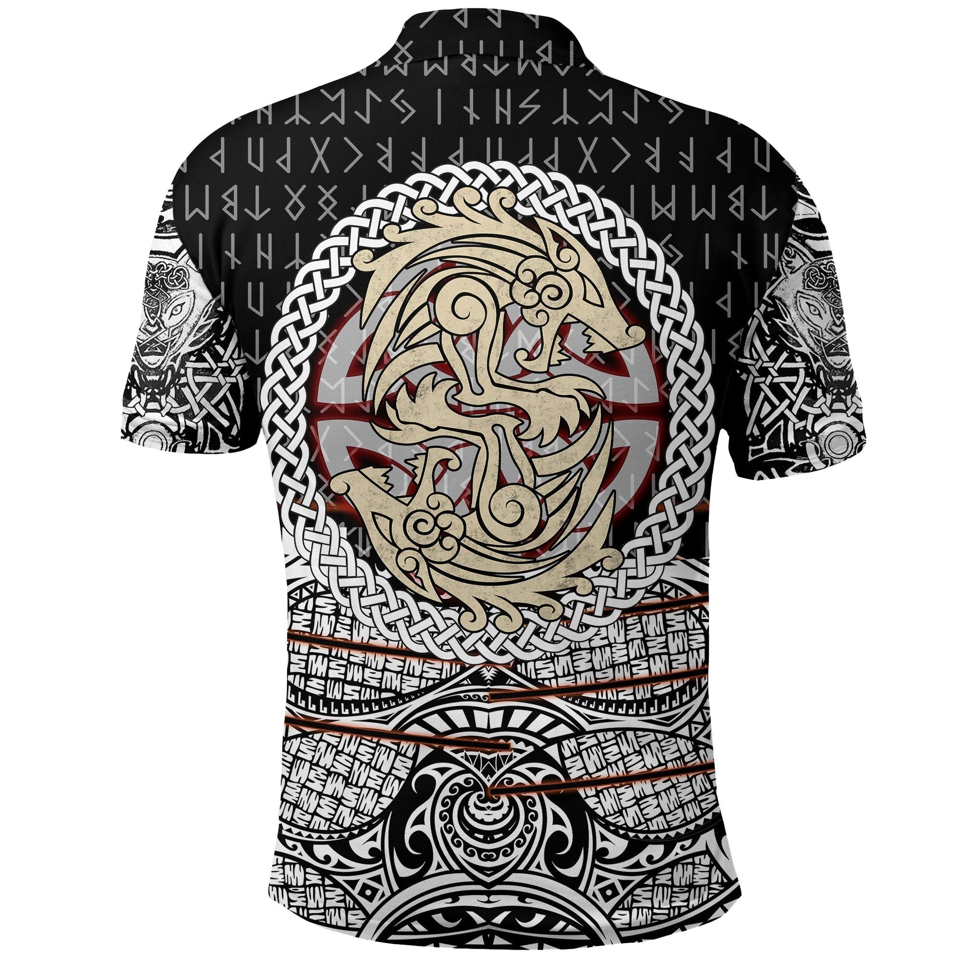 Viking Polo Shirt Fenrir Vikings Tattoo 3D RLT12