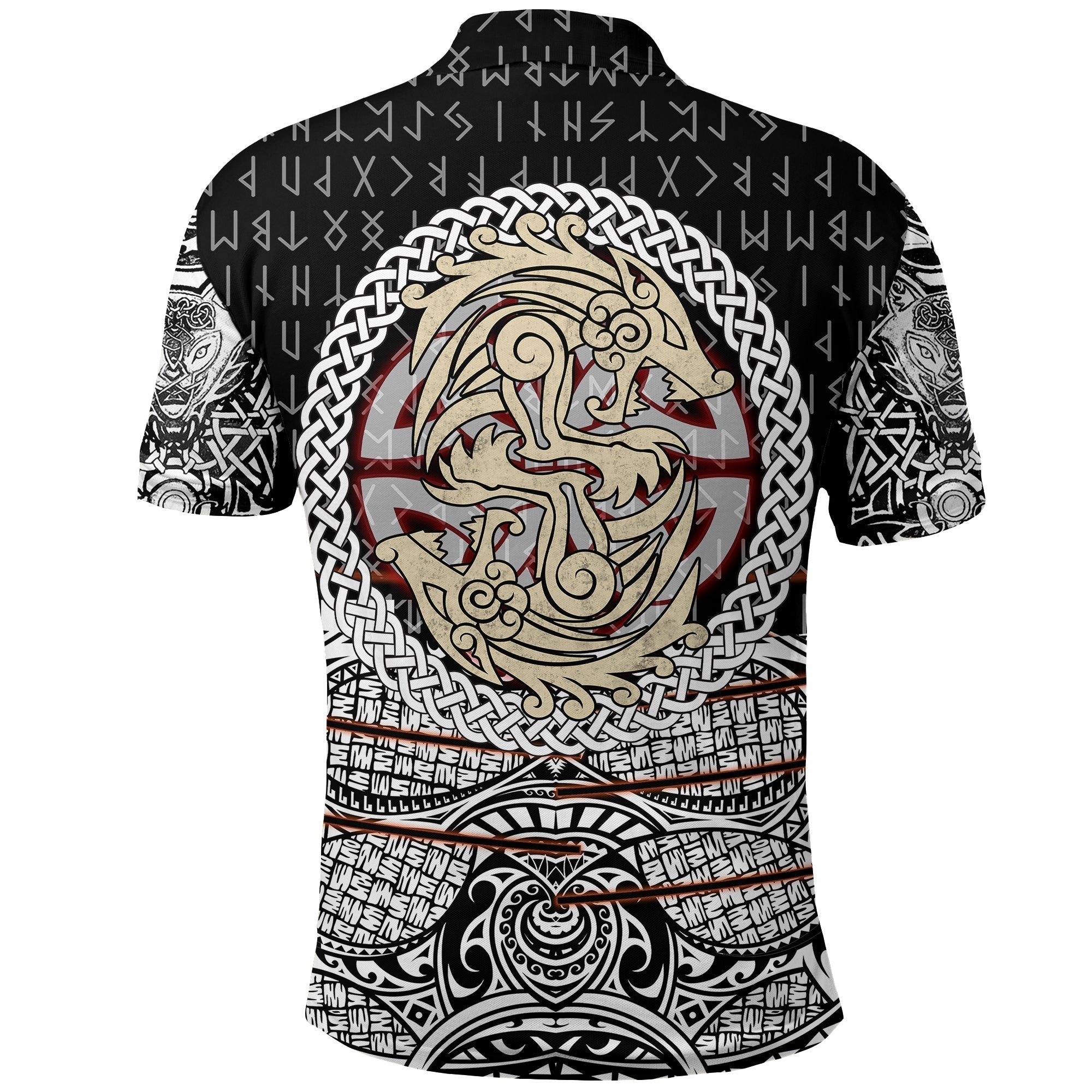 Viking Polo Shirt Fenrir Vikings Tattoo 3D RLT12