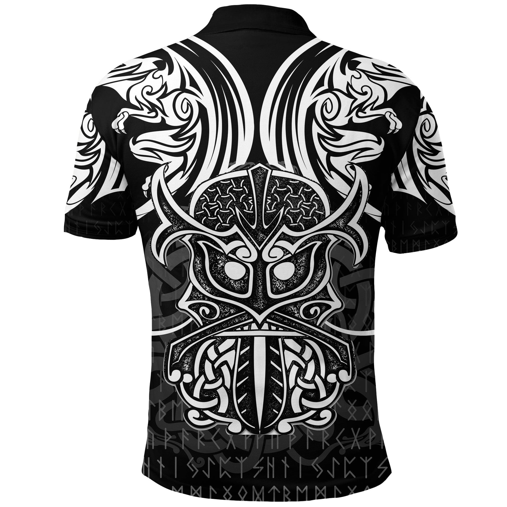 Viking Polo Shirt Njord and Dragon Tattoo RLT12