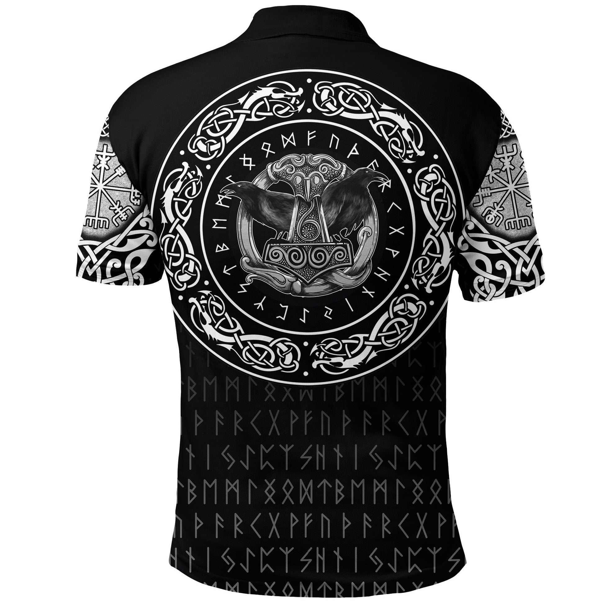 Viking Polo Shirt Huginn and Muniin With Mjolnir RLT12