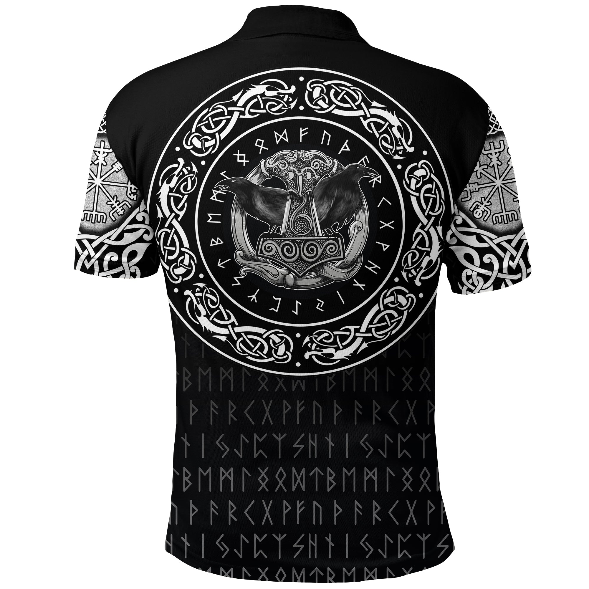 Viking Polo Shirt Huginn and Muniin With Mjolnir RLT12