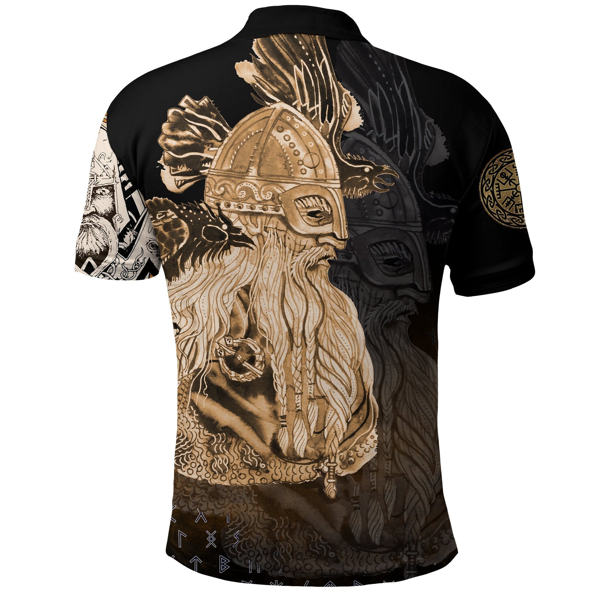 Viking Polo Shirt Odin Raven Viking Gold RLT12