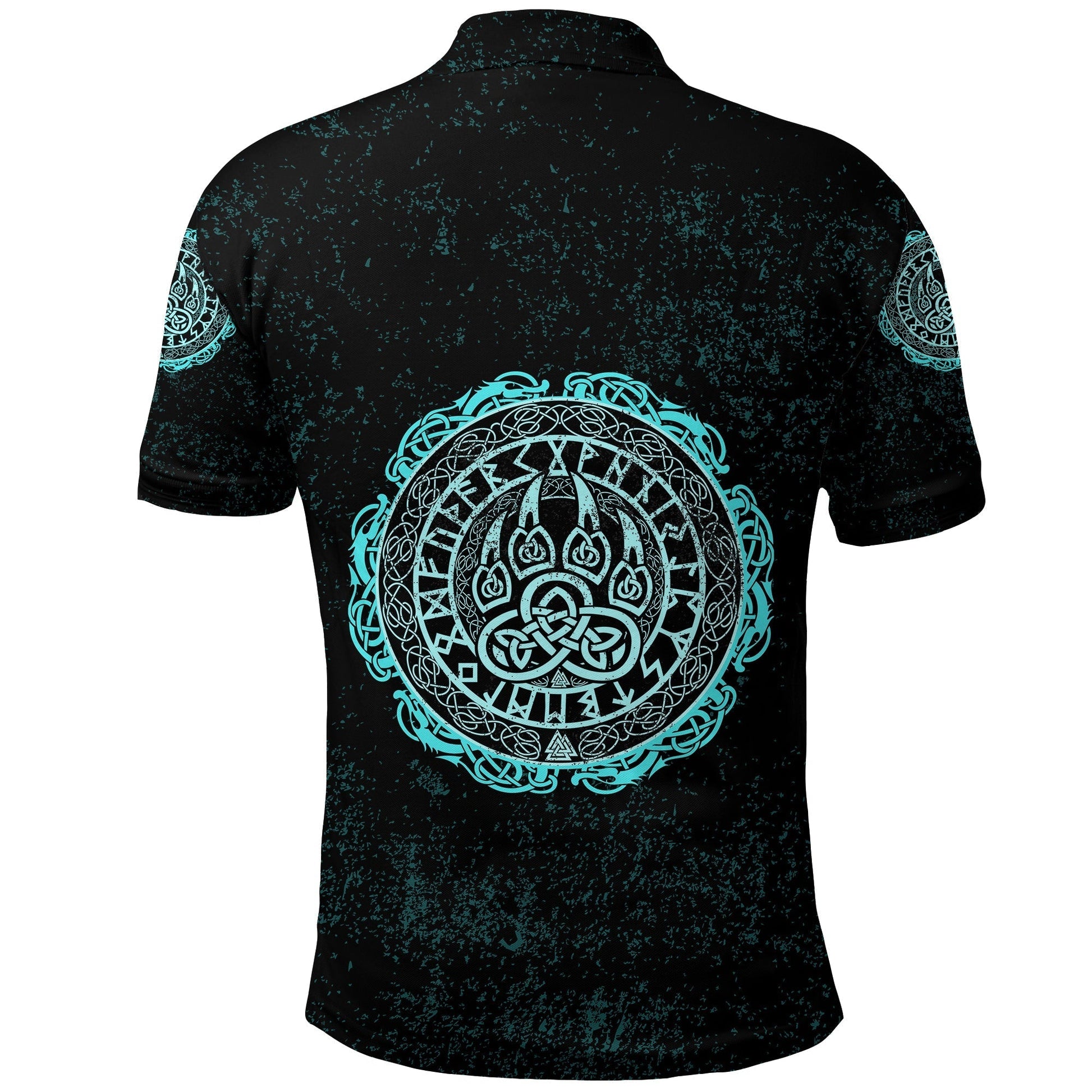 Viking Polo Shirt Viking Bear Claws Cyan Tattoo RLT12