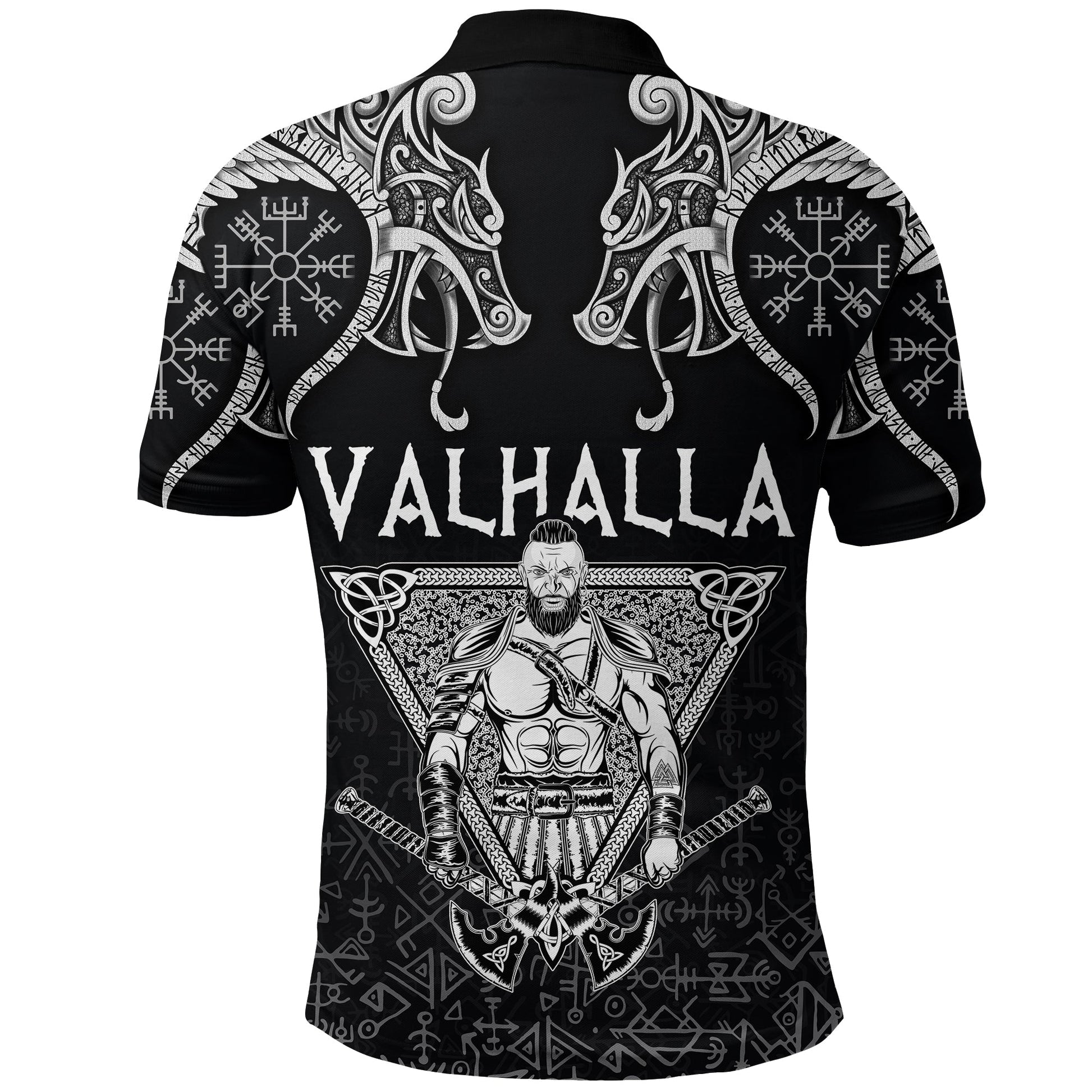 Viking Polo Shirt Warrior Valhalla and Double Dragon RLT12