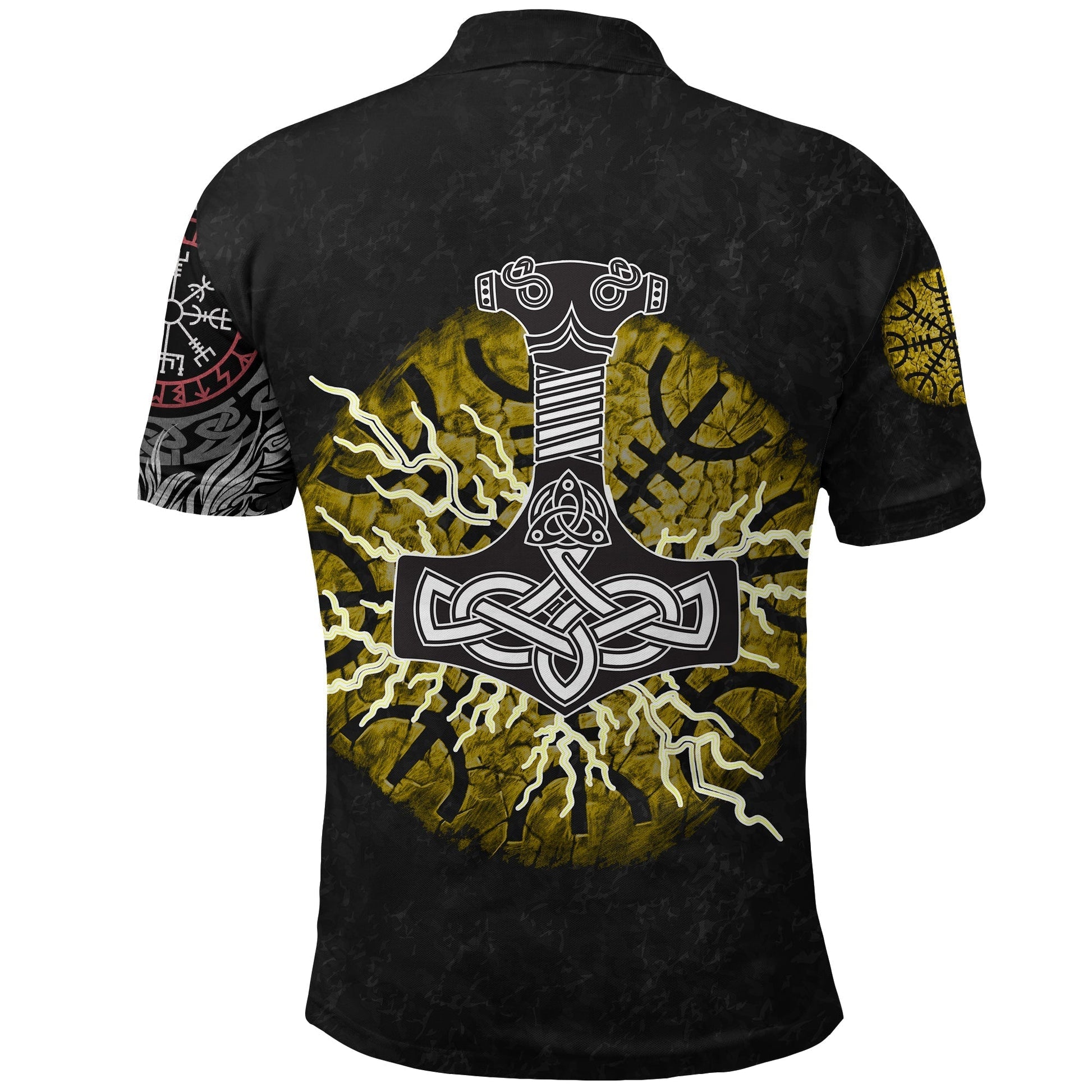 Viking Polo Shirt Fenrir Fight Mjolnir Of Thor On Helm Of Awe RLT12